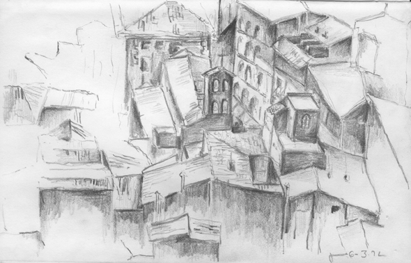 Sketch from the From Top of the Campanille - Florence, Italy